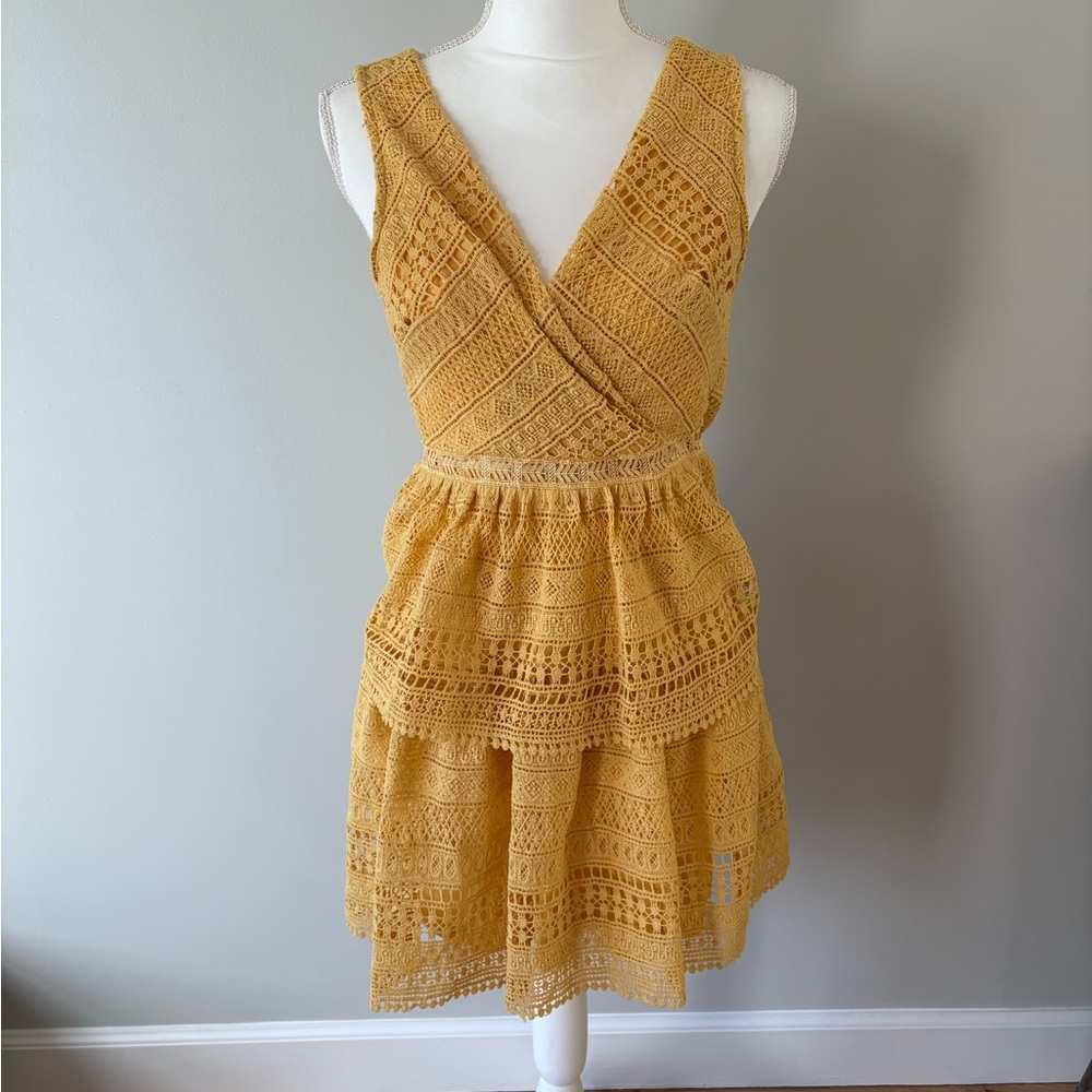 Crochet Misses Mi Ami of Francesca’s Adorable Yellow Summer Dress 👗 In Size XXS